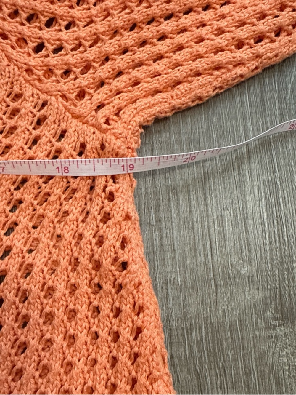 Jeanne Pierre 100% Cotton Open Knit Crochet Orange Top With Side Slits Size L - Picture 9 of 11